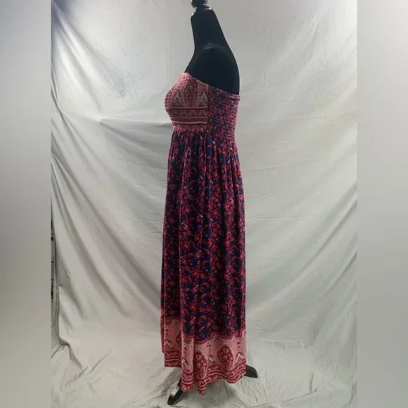 Red Boho Floral Print Tube Dress - Picture 7 of 9